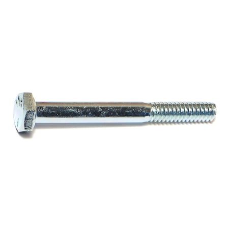 Grade 5, 1/4-20 Hex Head Cap Screw, Zinc Plated Steel, 2-1/4 In L, 100 PK